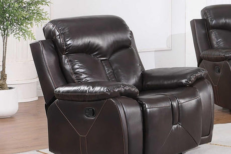 Monica Black Brown Modern Leather Recliner front view