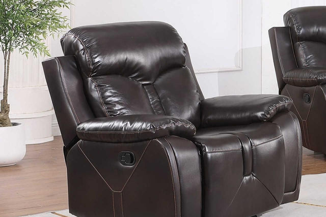 Monica Black Brown Modern Leather Recliner front view