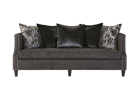 Main view of Simone Ash Grey Blue fabric upholstered sofa