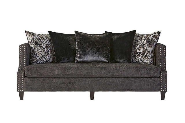 Main view of Simone Ash Grey Blue fabric upholstered sofa