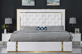 Marbella white storage platform queen bed angled view