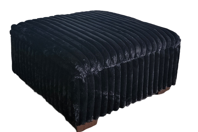 Texan ottoman top view black corduroy