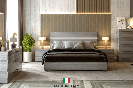 Mia Gray LED Italian King Bedroom Set front angle