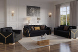 Hilena Black Velvet Living Room Set angled front