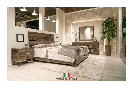Medea Vintage Oak Italian Queen Bed - front view