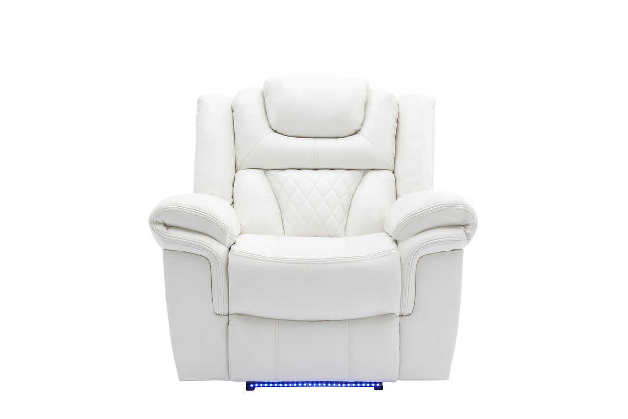 Party Time White Reclining Sofa Loveseat Recliner