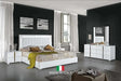Alice White LED Upholstered Panel Bedroom Set bed main view