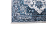 Top view of Ashton Glacier teal and blue medium rug 5x7