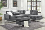 Joy Grey Velvet Upholstered Tufted Sectional sofa main view