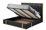 Close-up of Marbella bed black PU material