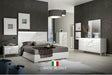 Main view of Sofia White LED Panel Bedroom Set showing off-white bed with LED headboard