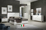 Main view of Sofia White LED Panel Bedroom Set showing off-white bed with LED headboard