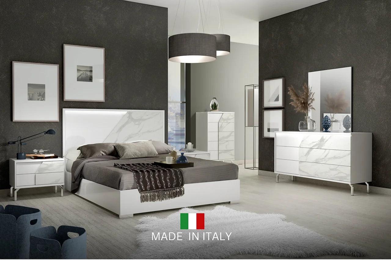 main view of Sofia White LED Panel Bedroom Set bed