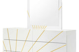 Safa White/Gold Modern Contemporary High Gloss Lacquer Solid Wood 2-Drawers Nightstand - Ella Furniture