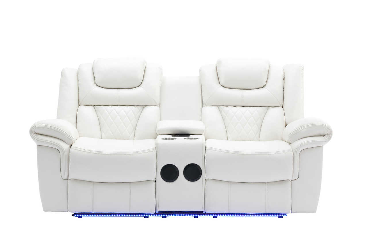 Party Time White Reclining Sofa Loveseat Recliner