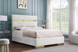 Cartier Ivory Gold Velvet Upholstered Platform Queen Bed, angle view showing headboard