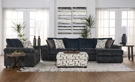 Galactic Charcoal 2-Piece Fabric Sectional Sofa front angle, charcoal fabric upholstery