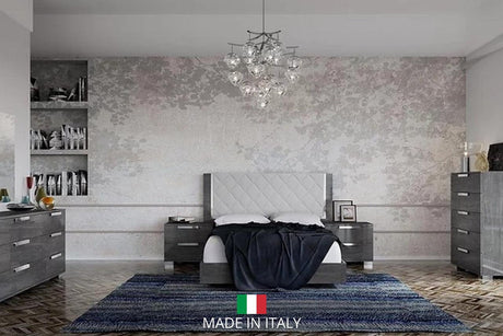 Sarah Rhombus Grey Upholstered Panel Bedroom Set main bed view