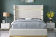 Aspen Cream Velvet Upholstered Platform King Bed front view