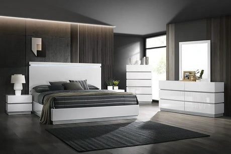 Florence White LED Panel Bedroom Set bed frontal view
