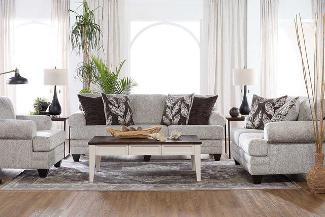 Main view of Marley Grey Blue Fabric Upholstered Sofa and Loveseat Set