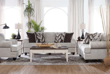 Marley Cloud Grey Blue Fabric Upholstered Sofa front view