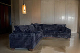 Detail of black corduroy fabric on Noah sectional
