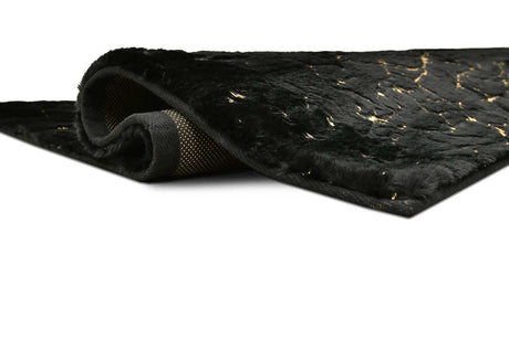 Rabbit Black Gold medium rug 5x7 angled view