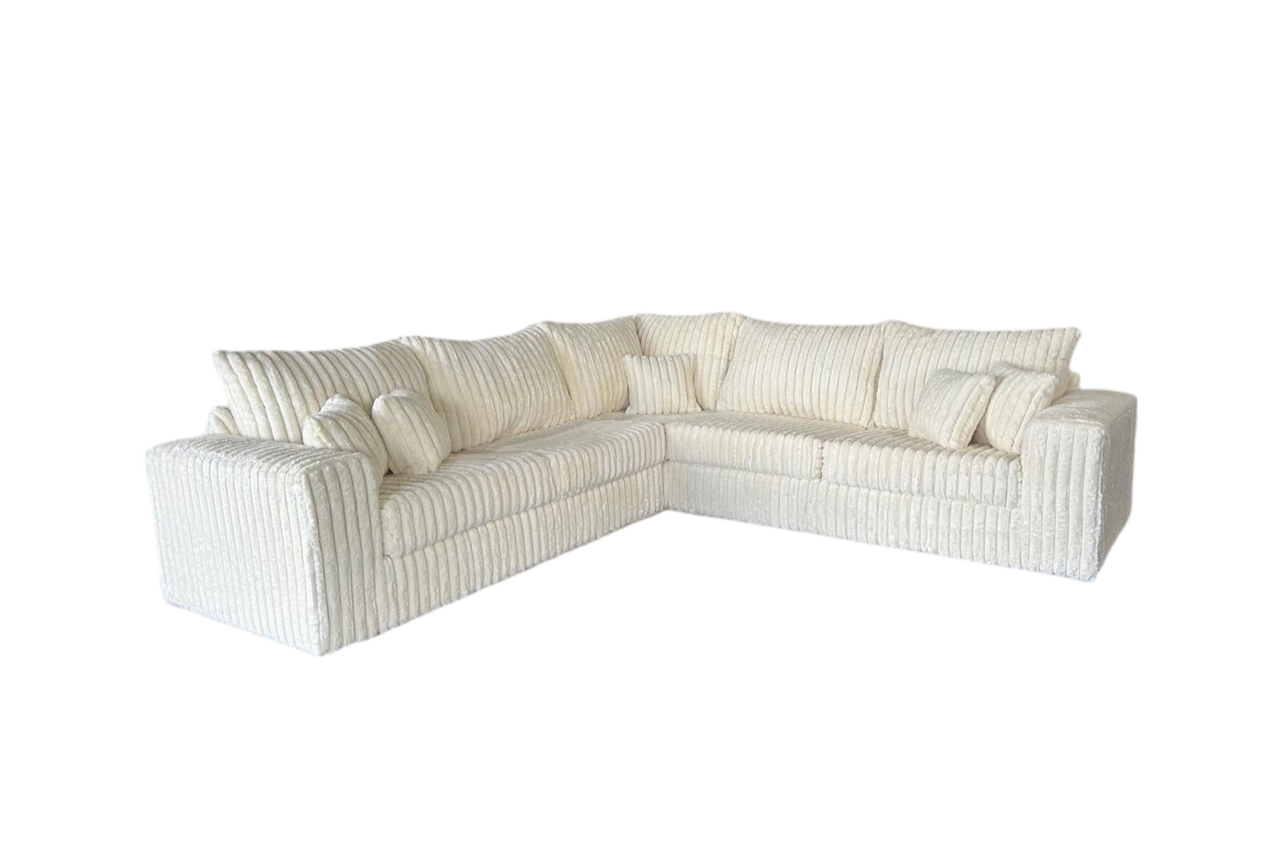 Side view of Noah Ivory Corduroy sectional sofa