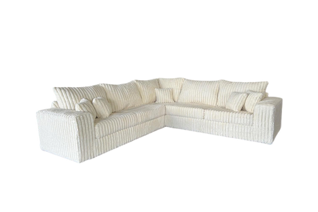 Side view of Noah Ivory Corduroy sectional sofa