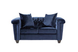 Lush Navy Velvet Upholstered Tufted Sofa angled front view