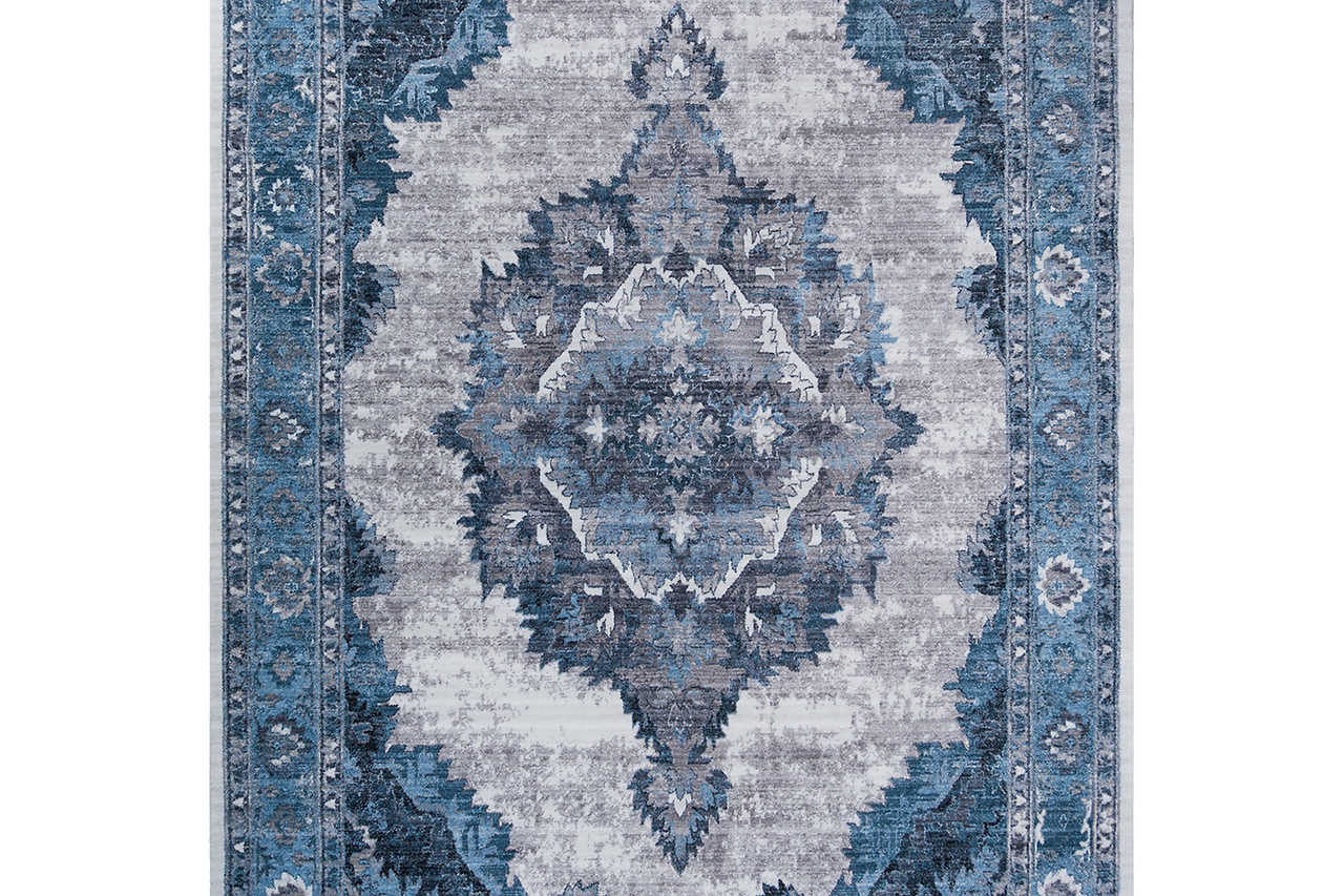 Ashton Glacier medium teal and blue rug 5x7 flat angle