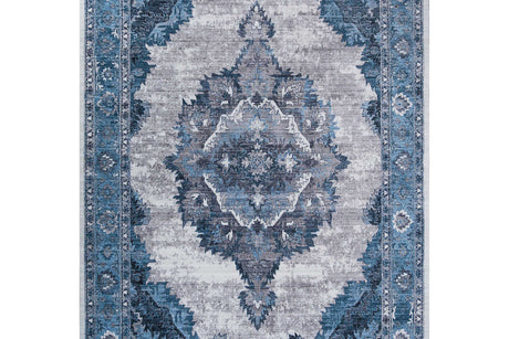Ashton Glacier medium teal and blue rug 5x7 flat angle