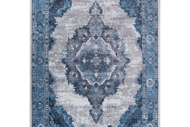 Ashton Glacier medium teal and blue rug 5x7 flat angle