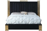 Detail of gold accents on Token Black Velvet Platform King Bed
