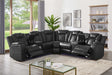 Eclipse black air leather sectional left side view