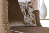 Simone Flax Brown Fabric Loveseat side angle