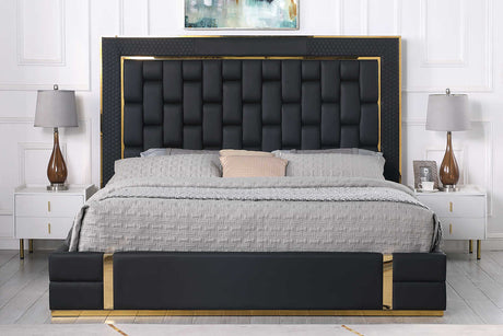 Marbella Black Storage Platform King Bed angled view