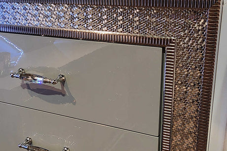 Dubai Metallic Silver LED Panel Bedroom Set side angle of bed