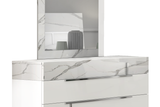 Sunset White Dresser front view showing drawer details