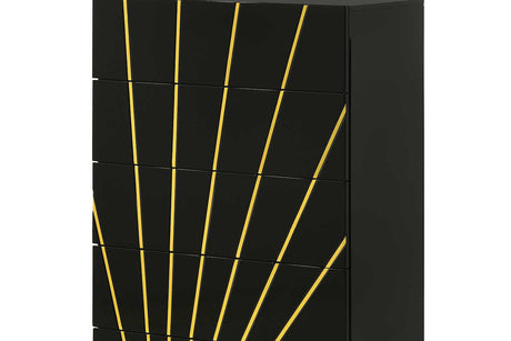 Zenia Chest with black finish and gold trim front view