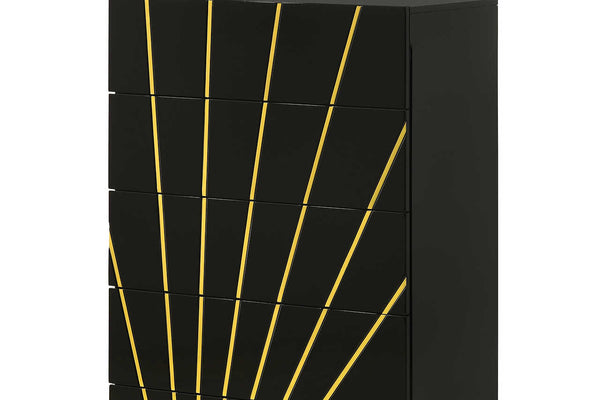 Zenia Chest with black finish and gold trim front view