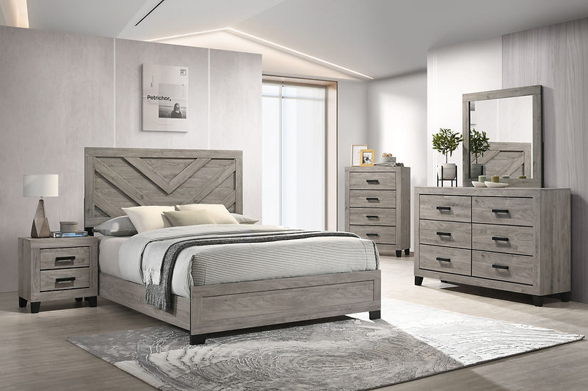 Avery Light Gray Panel Queen Bedroom Set front view