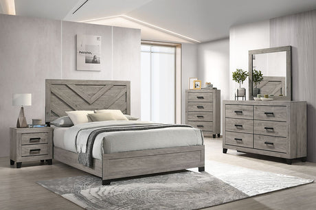 Avery Light Gray Panel Queen Bedroom Set front view
