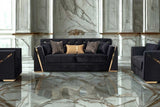 Hilena Black Velvet Living Room Set front view