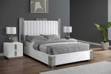 Bedroom view of Token White Upholstered Panel Bedroom Set bed
