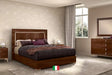 Eva Dark Cherry LED Italian King Bedroom Set front angle
