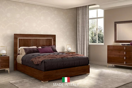 Eva Dark Cherry LED Italian King Bedroom Set front angle