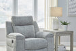 Front view of Buntington Light Gray Rocker Recliner