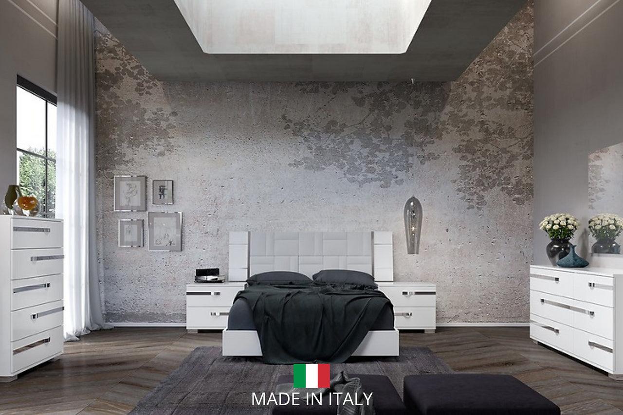 Dream Geo White Modern Contemporary Marble Top Solid Wood 5-Drawers Chest - Ella Furniture